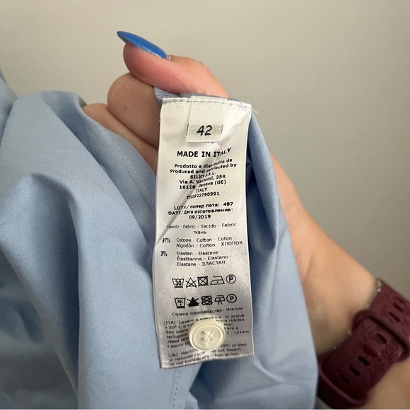 Rosso35 White and Blue Button Up Shirt Dress Small - Picture 3 of 4
